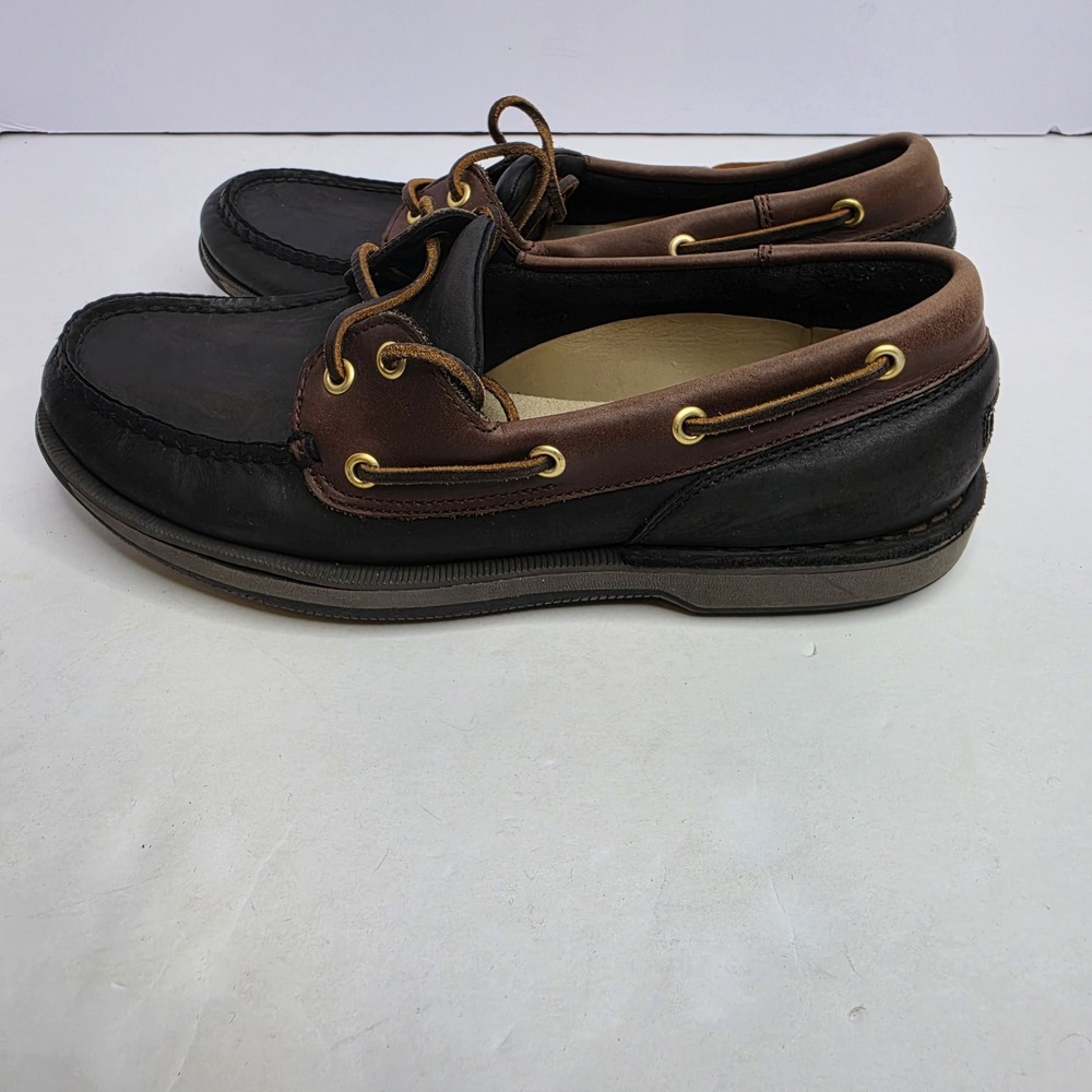 Rockport Men's Boat Shoes Leather Upper  Size 8.5W Brown And Black Toe Closurer